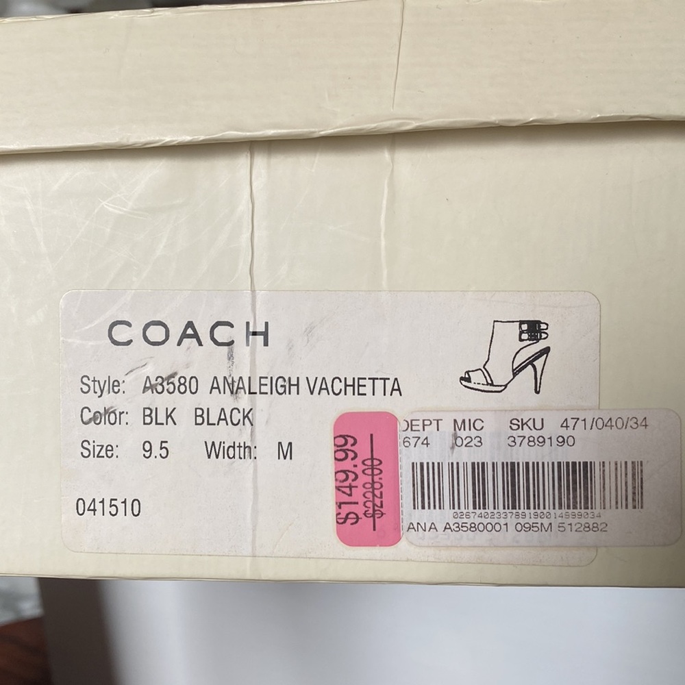 Black Leather - Coach Strappy Heels - Picture 4 of 4